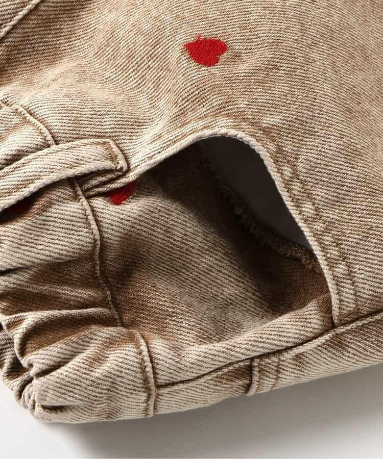 愛心滿版刺繡 彎刀廓形 褲子