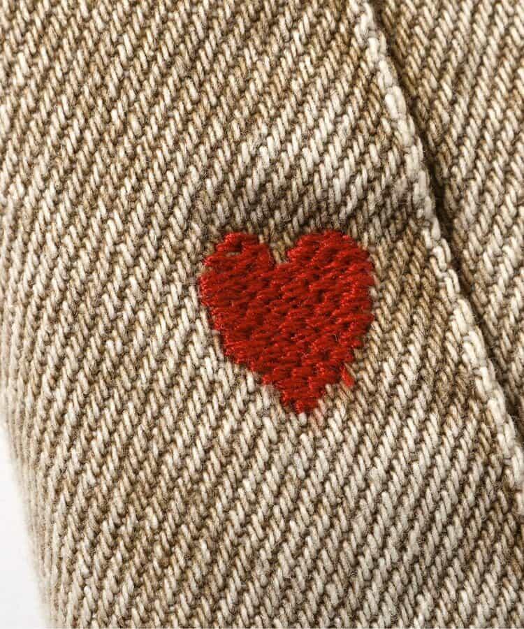 愛心滿版刺繡 彎刀廓形 褲子