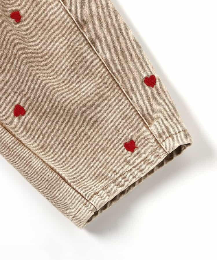 愛心滿版刺繡 彎刀廓形 褲子