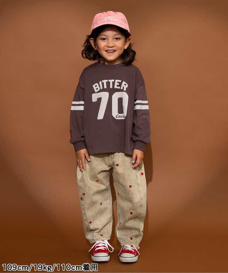 愛心滿版刺繡 彎刀廓形 褲子