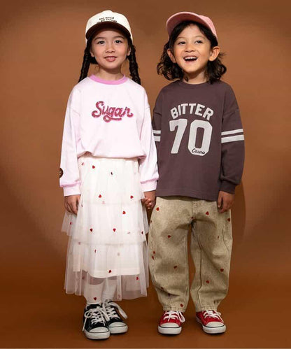 愛心滿版刺繡 彎刀廓形 褲子