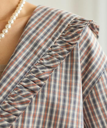 格紋水手領女式襯衫