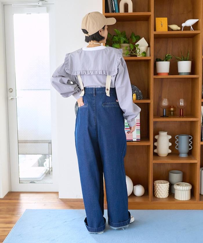 格紋水手領女式襯衫