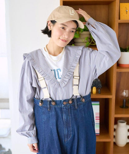 格紋水手領女式襯衫