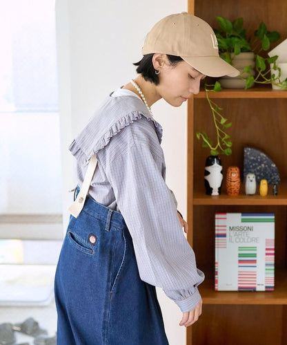 格紋水手領女式襯衫