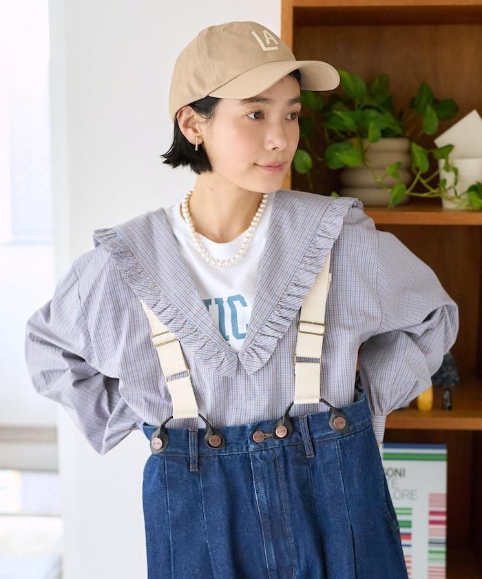 格紋水手領女式襯衫