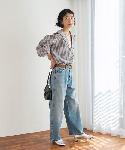 格紋水手領女式襯衫