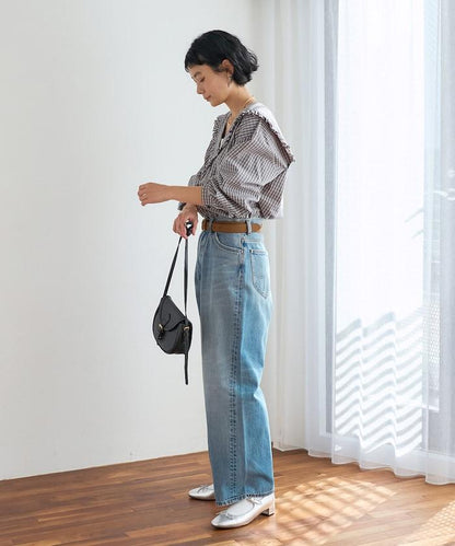 格紋水手領女式襯衫