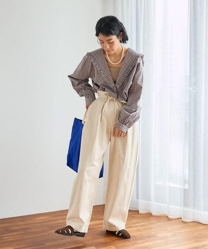 格紋水手領女式襯衫