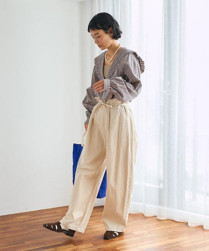 格紋水手領女式襯衫