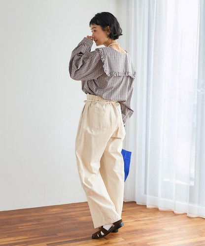 格紋水手領女式襯衫