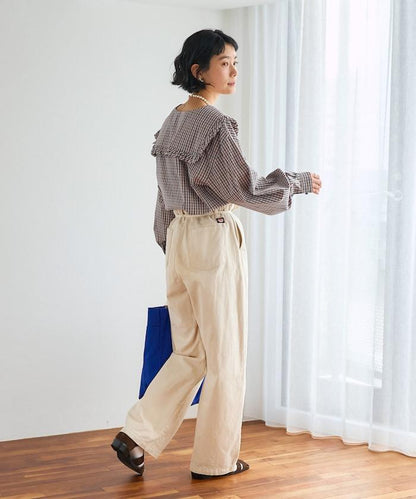 格紋水手領女式襯衫