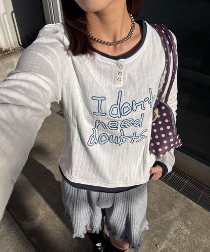 手寫Logo Eyelet Henley 疊穿上衣