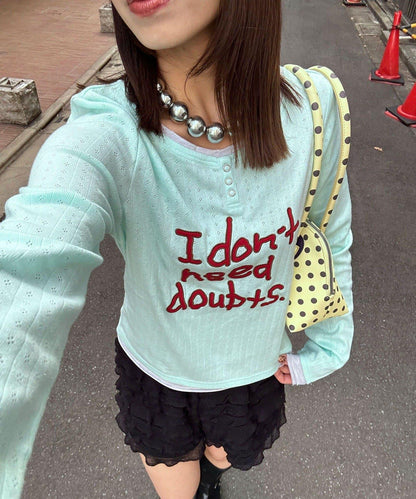 手寫Logo Eyelet Henley 疊穿上衣