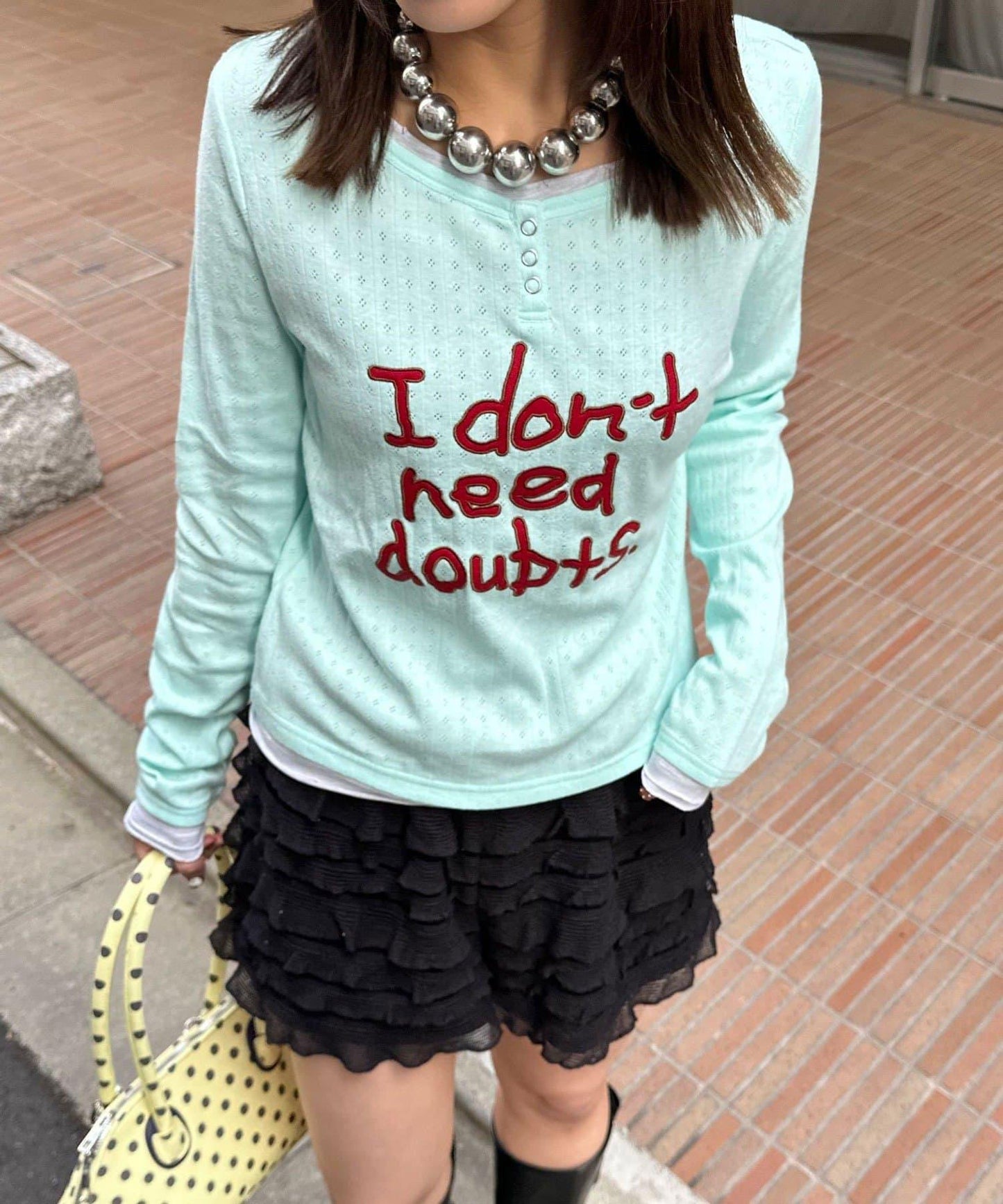 手寫Logo Eyelet Henley 疊穿上衣