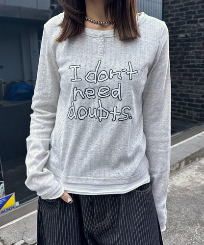 手寫Logo Eyelet Henley 疊穿上衣