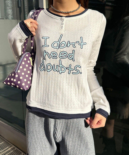 手寫Logo Eyelet Henley 疊穿上衣