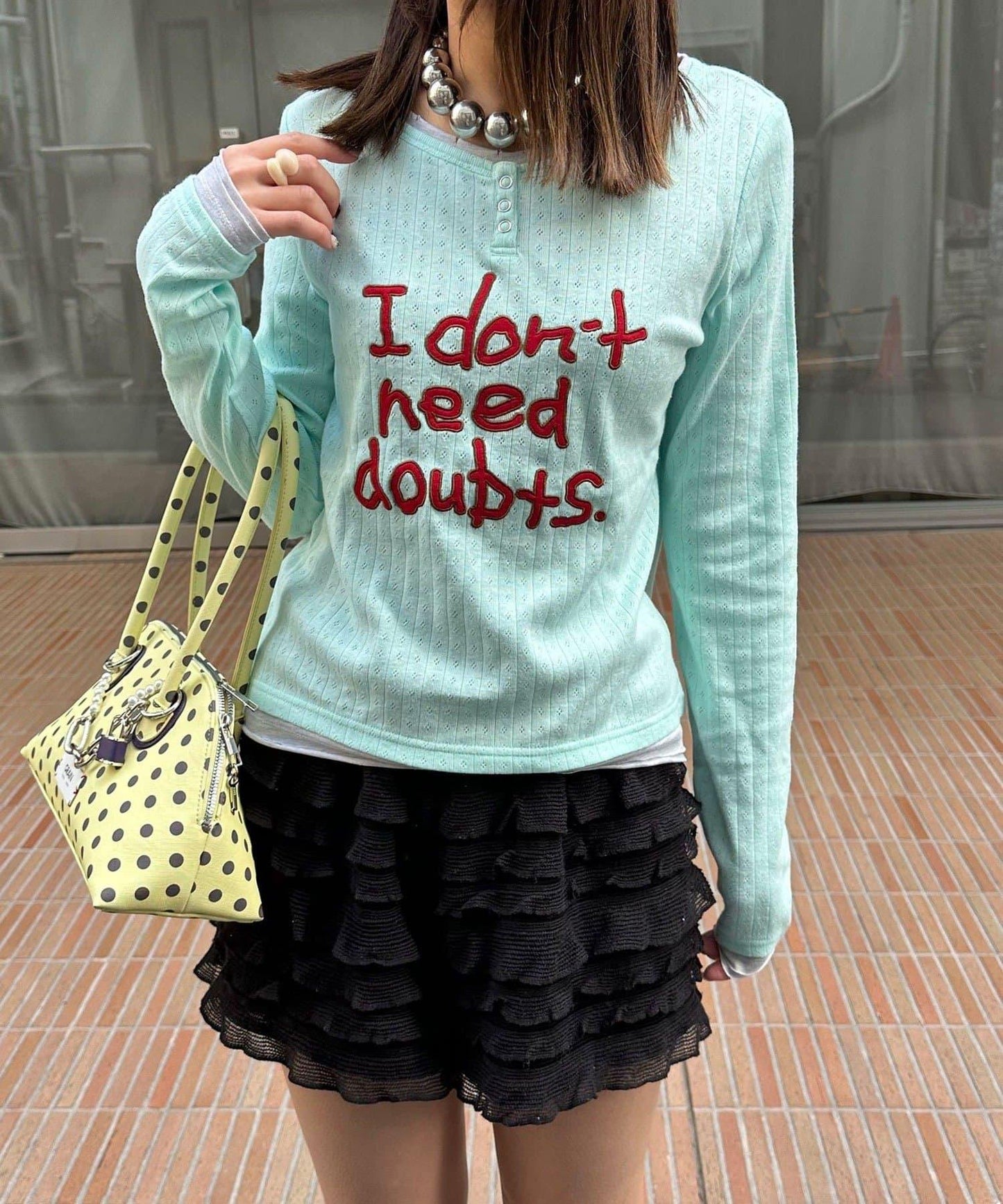 手寫Logo Eyelet Henley 疊穿上衣