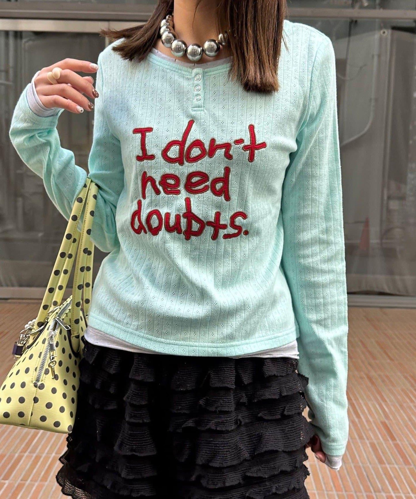 手寫Logo Eyelet Henley 疊穿上衣