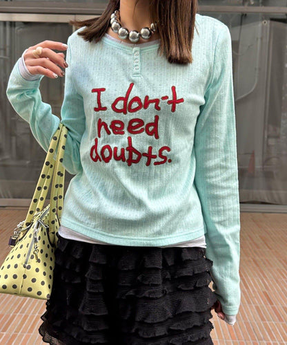 手寫Logo Eyelet Henley 疊穿上衣