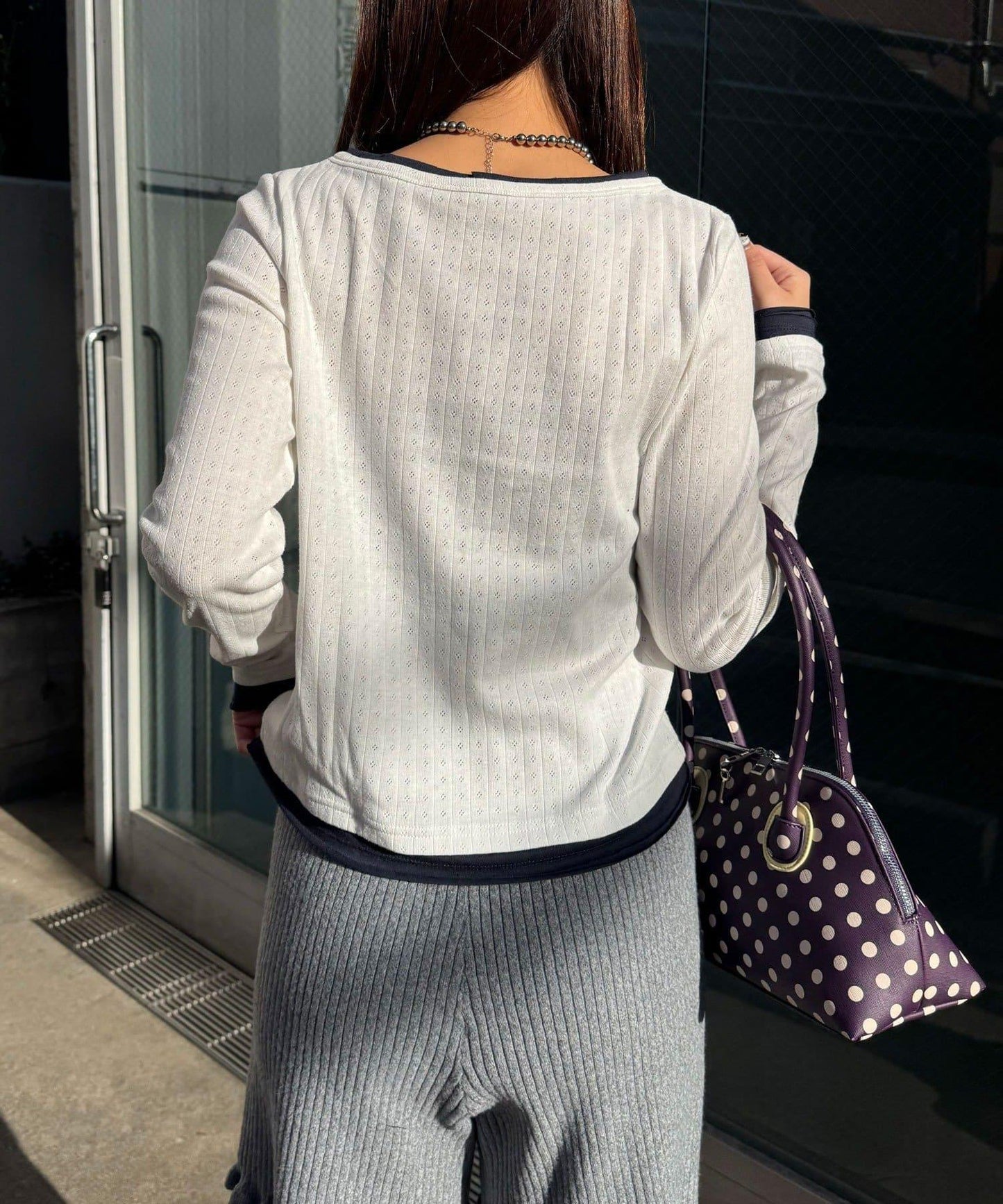 手寫Logo Eyelet Henley 疊穿上衣