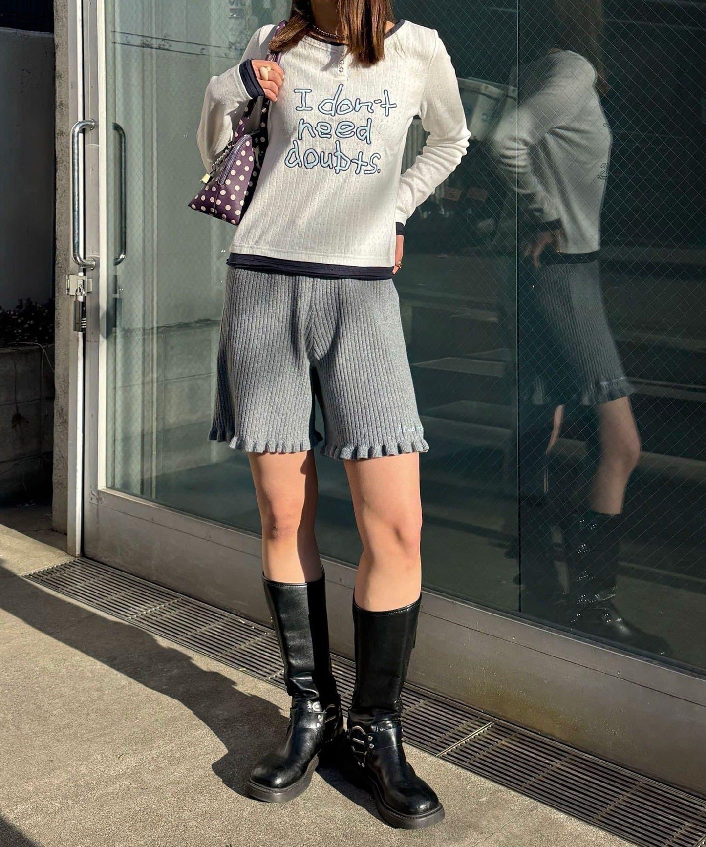 手寫Logo Eyelet Henley 疊穿上衣