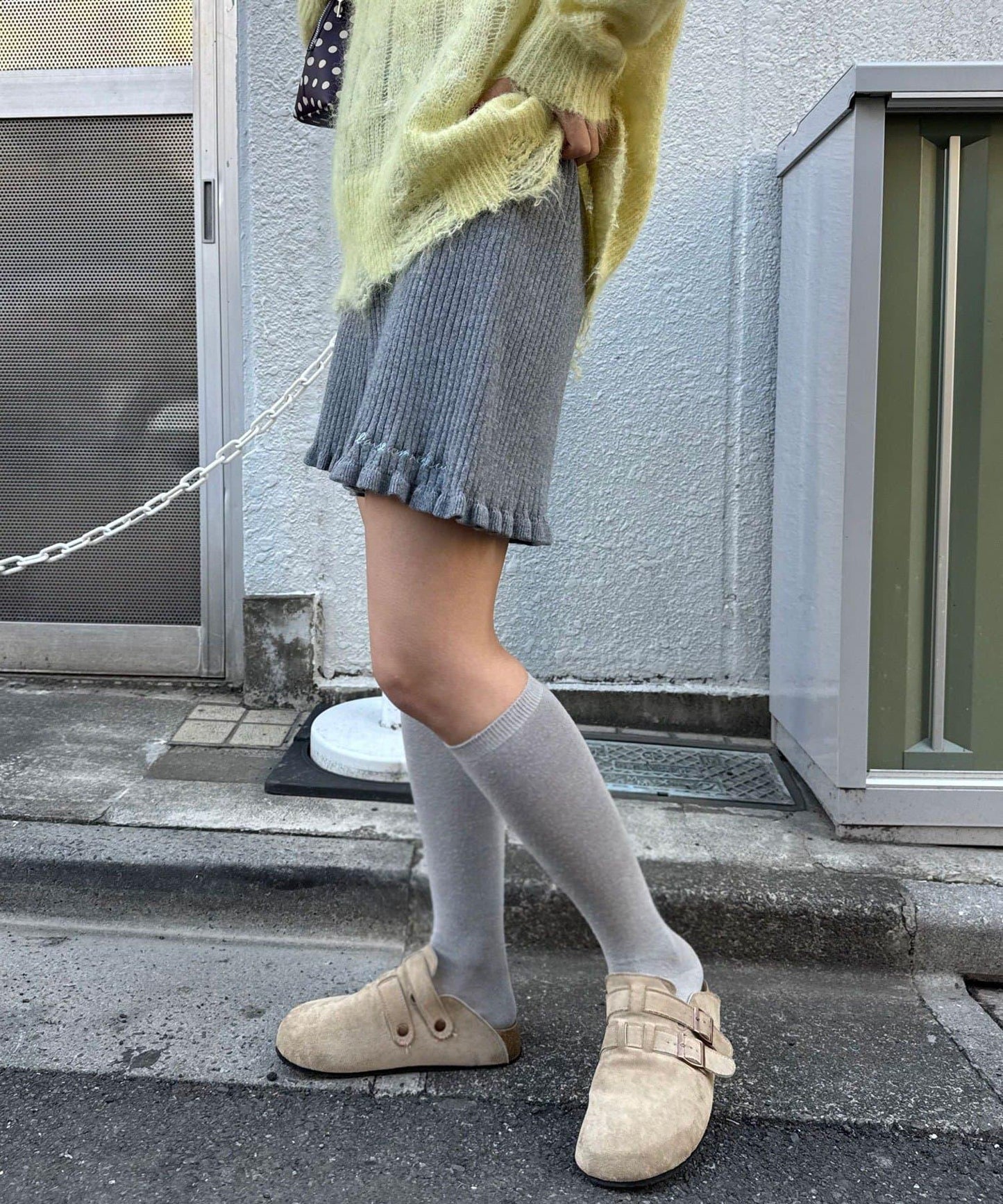 羅紋針織荷葉邊短褲