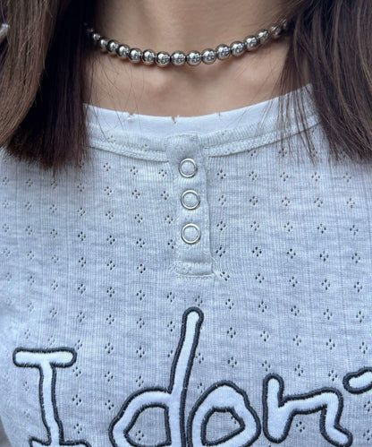 手寫Logo Eyelet Henley 疊穿上衣