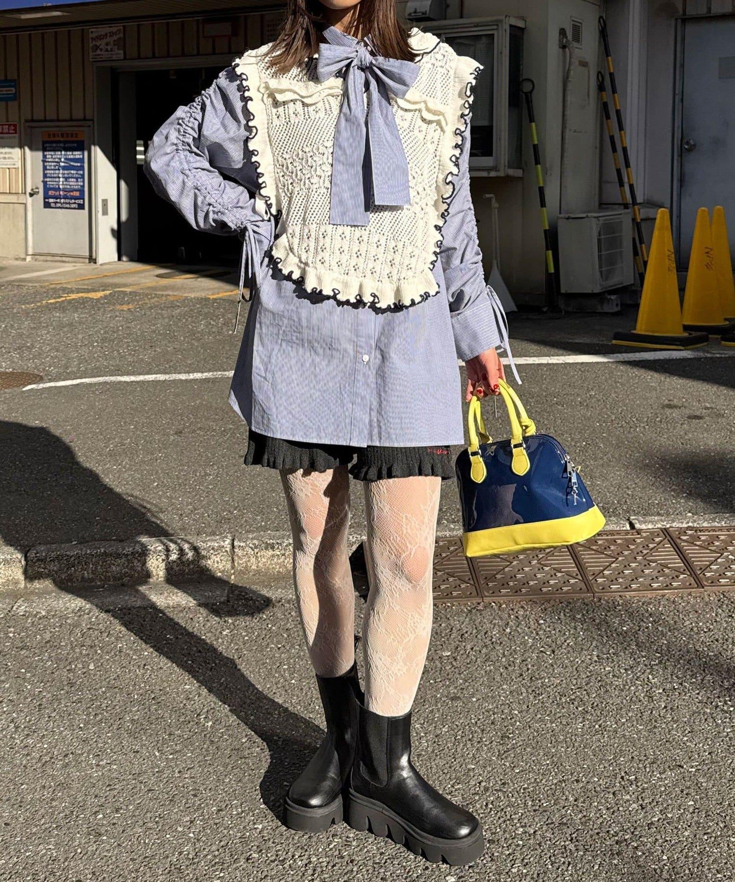 羅紋針織荷葉邊短褲