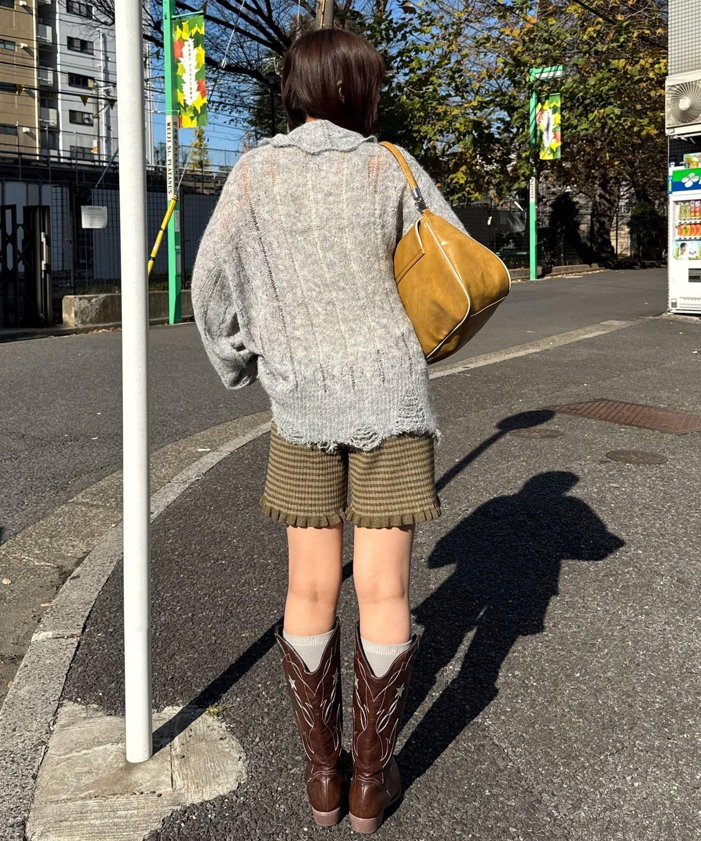 羅紋針織荷葉邊短褲