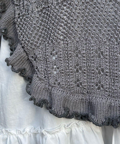 連帽 荷葉邊卷邊 針織 背心