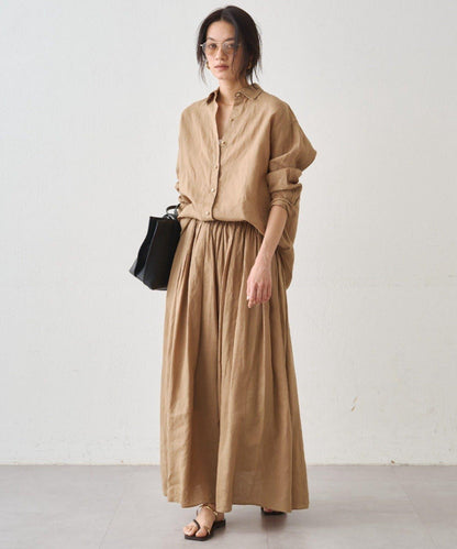 亞麻後繫帶設計襯衫