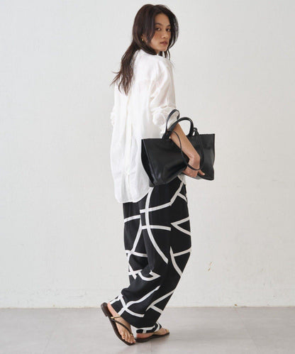 亞麻後繫帶設計襯衫