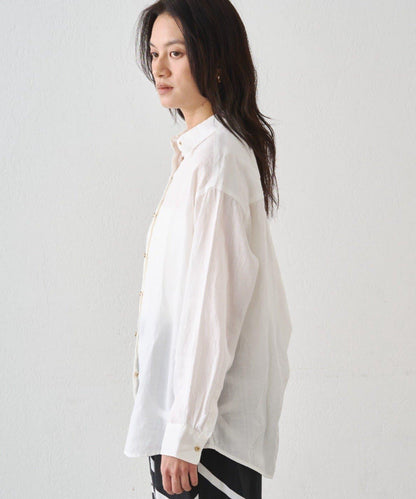 亞麻後繫帶設計襯衫