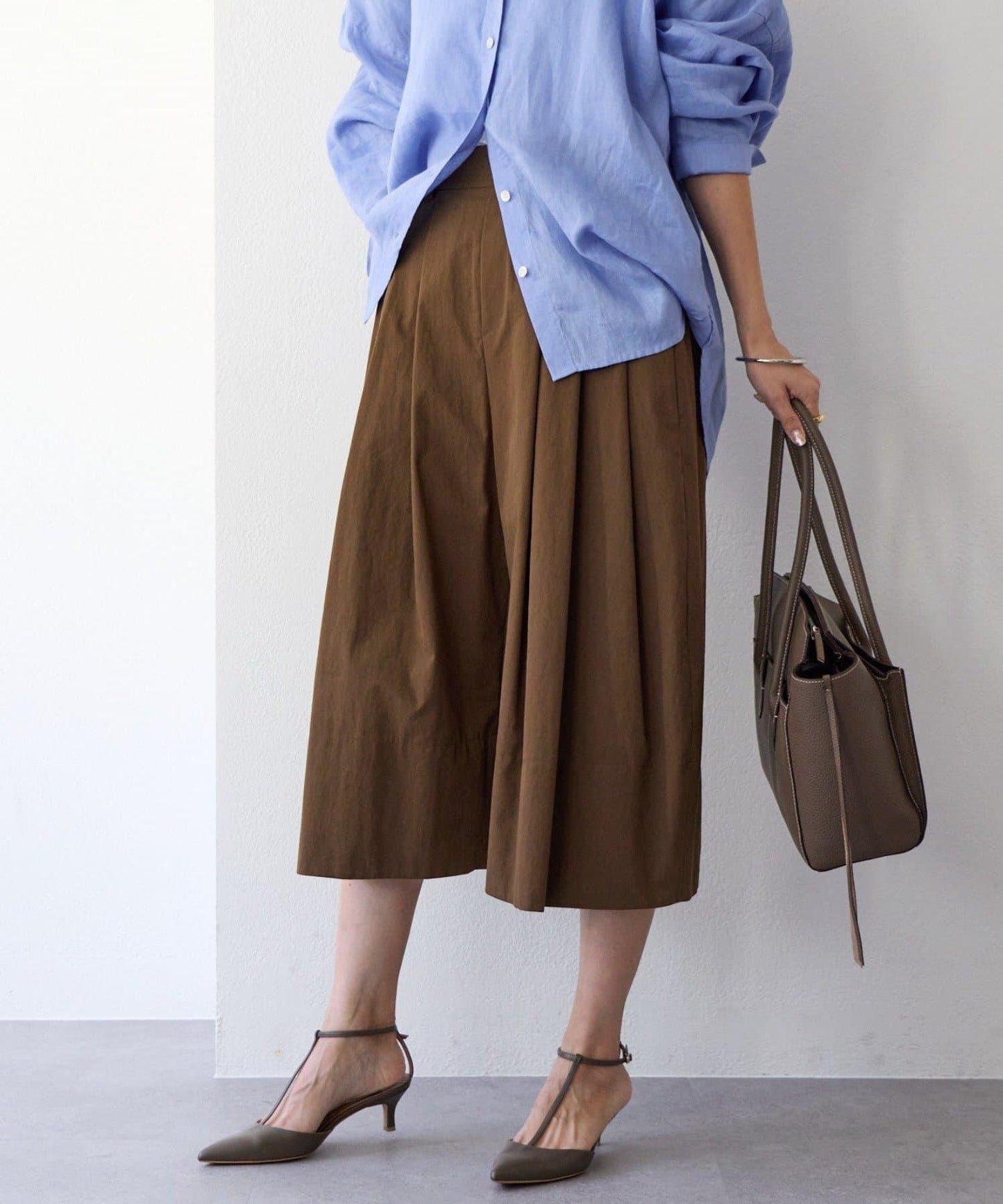 趣味感設計 褶襉闊腿 裙褲