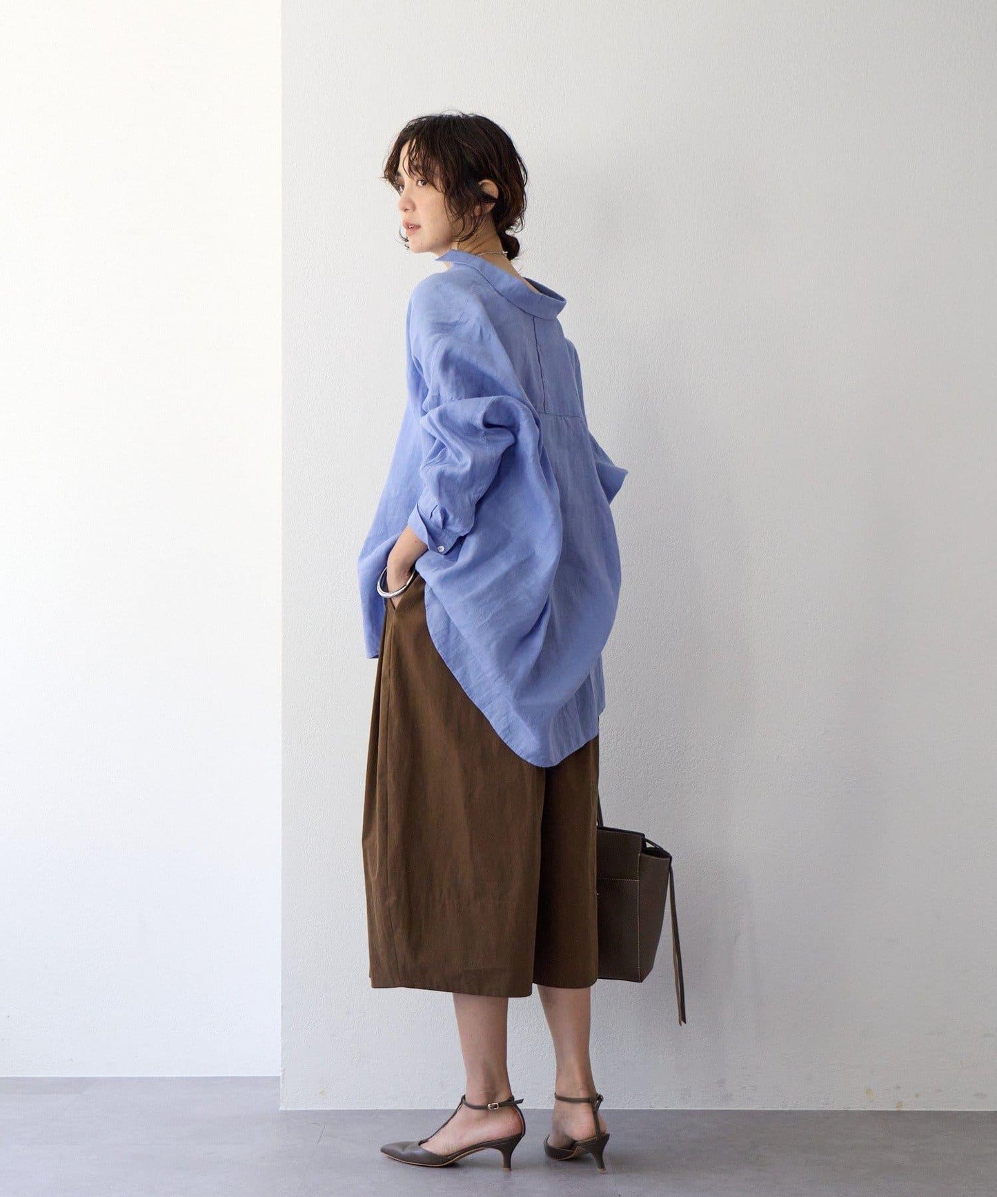 趣味感設計 褶襉闊腿 裙褲