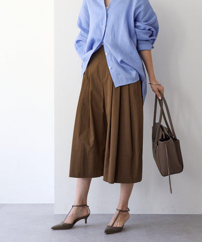 趣味感設計 褶襉闊腿 裙褲