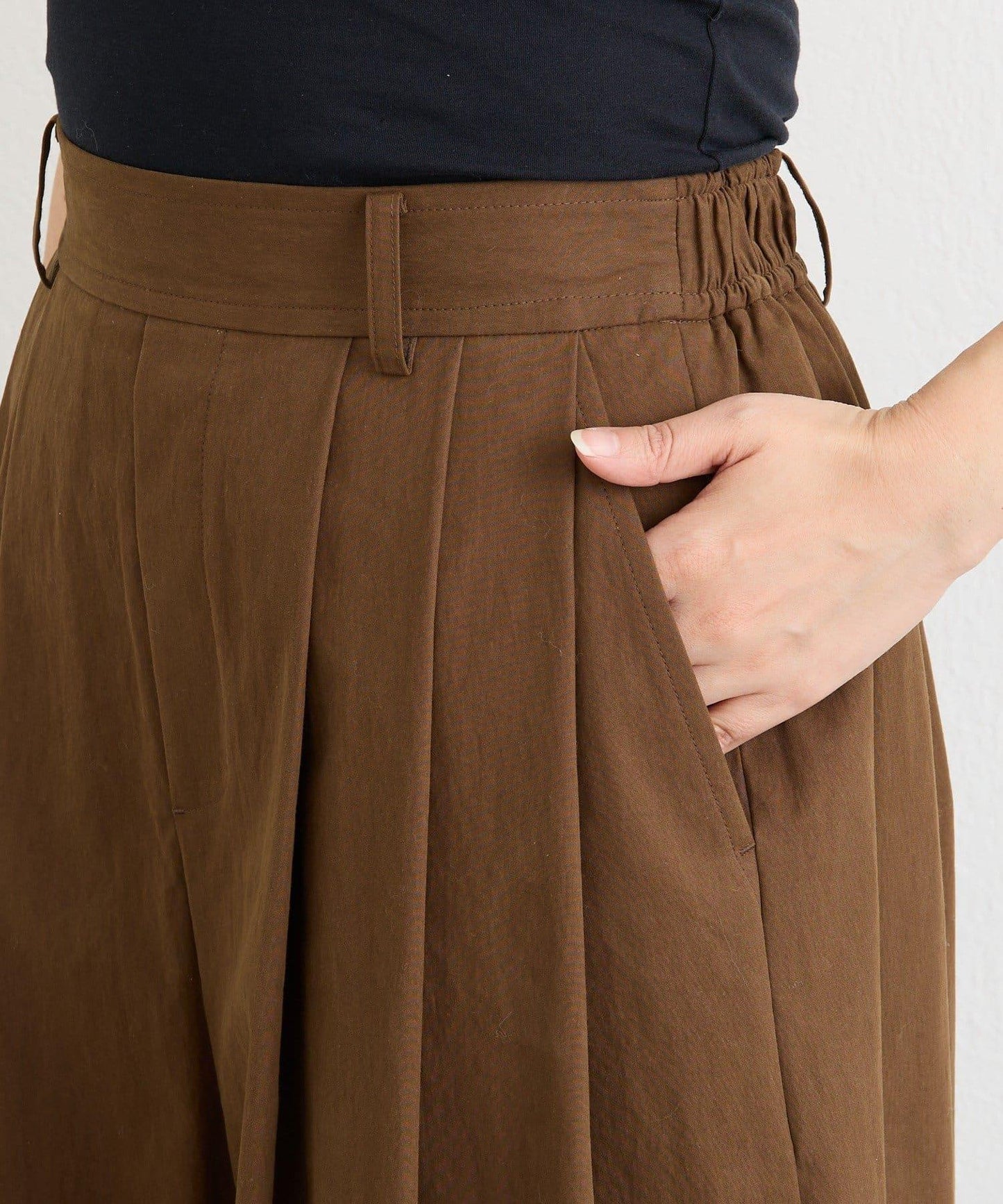 趣味感設計 褶襉闊腿 裙褲