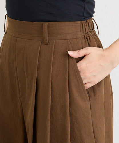 趣味感設計 褶襉闊腿 裙褲