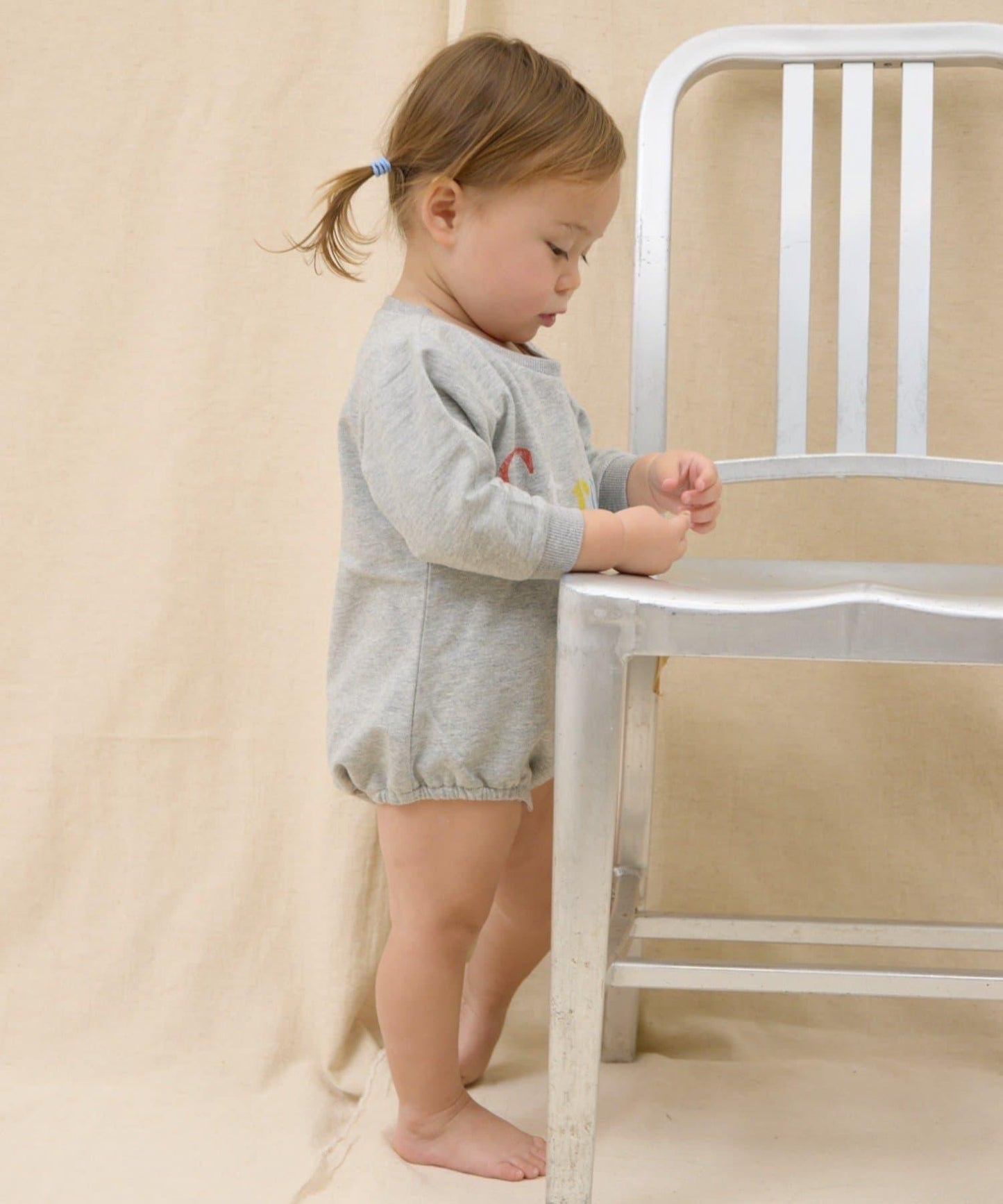 KIDS 做舊色LOGO輕薄裡毛連體衣