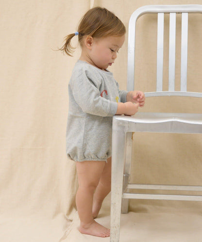 KIDS 做舊色LOGO輕薄裡毛連體衣