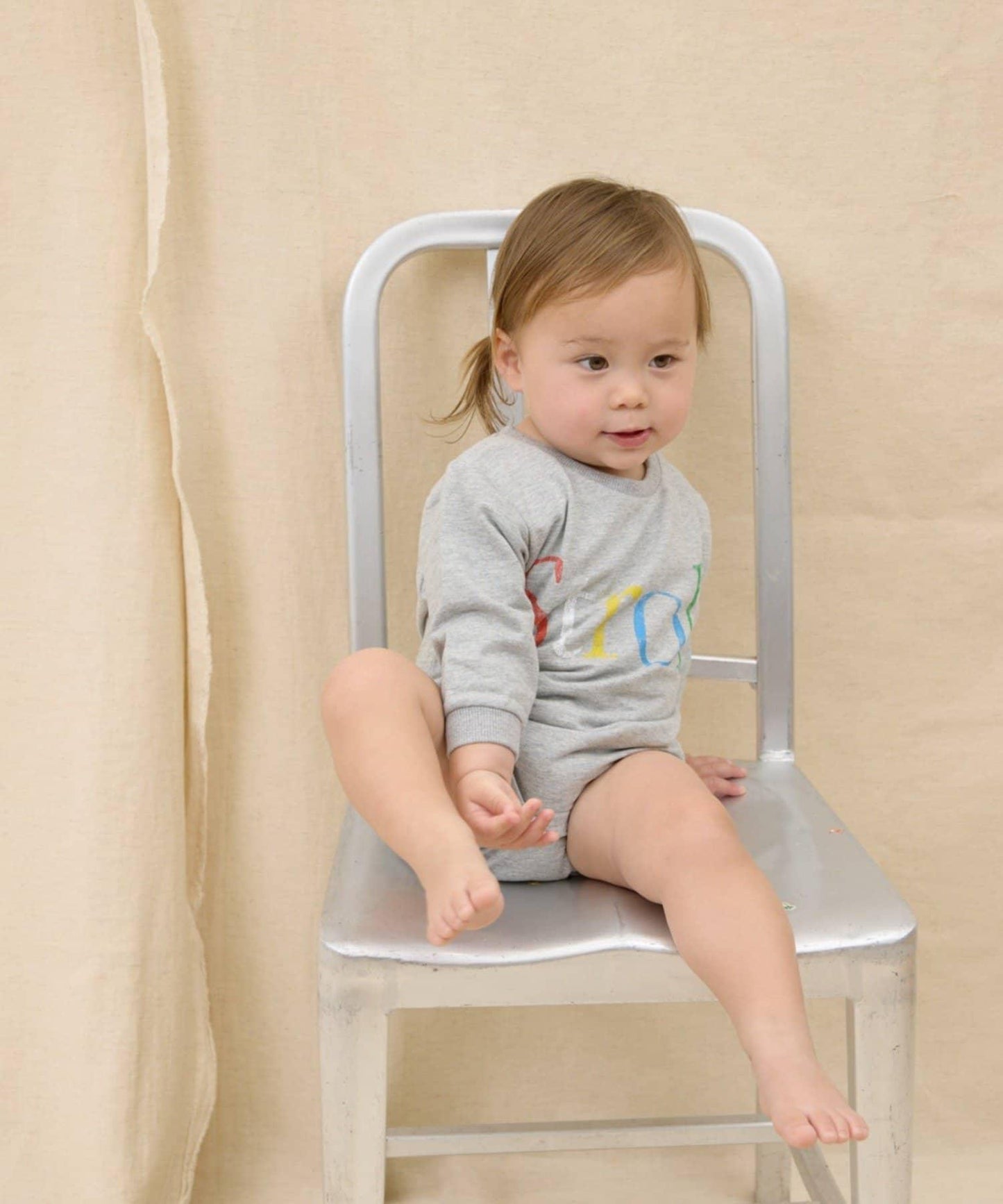 KIDS 做舊色LOGO輕薄裡毛連體衣