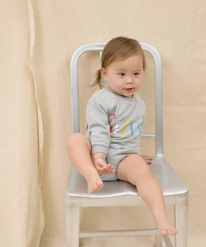 KIDS 做舊色LOGO輕薄裡毛連體衣