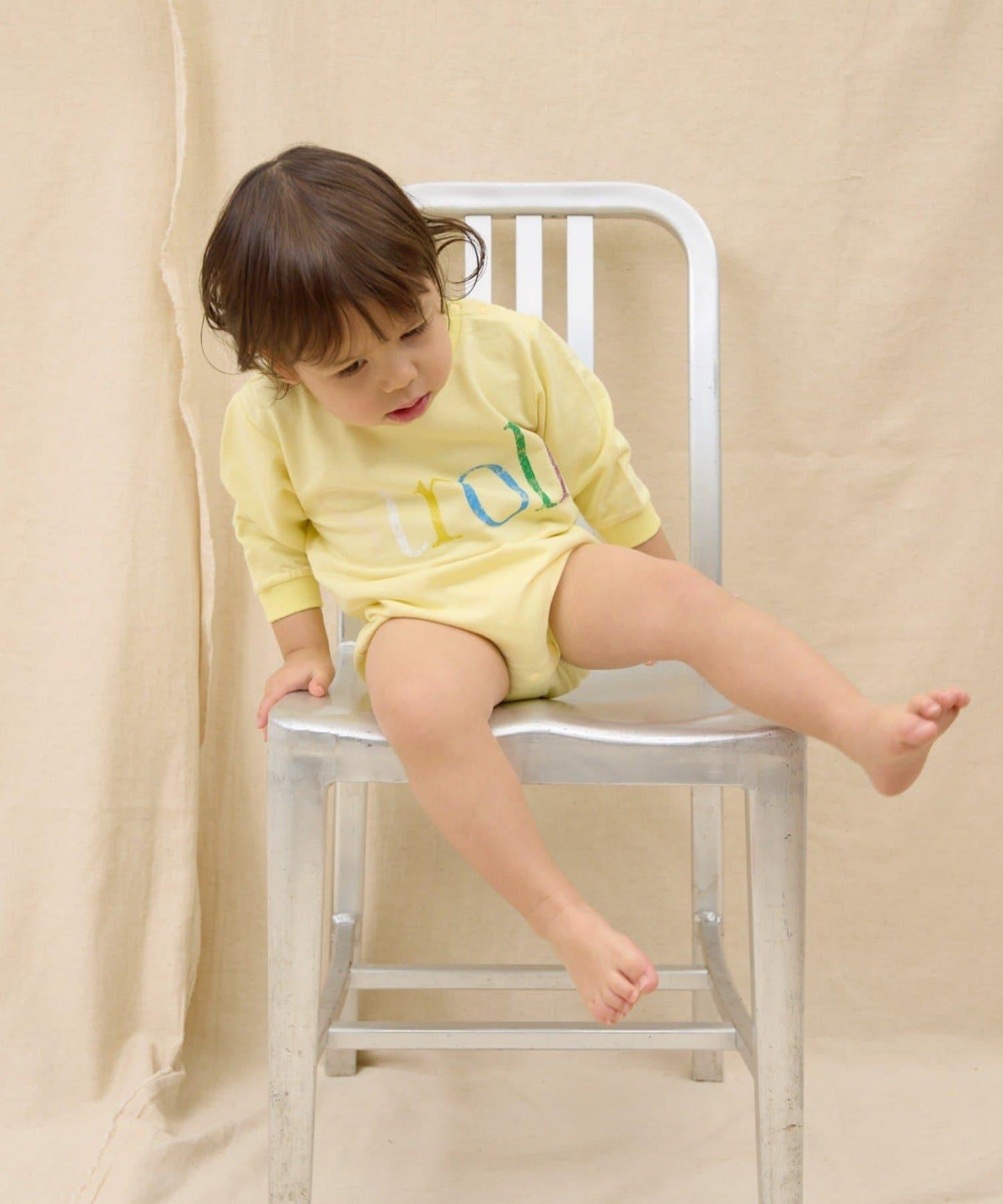 KIDS 做舊色LOGO輕薄裡毛連體衣