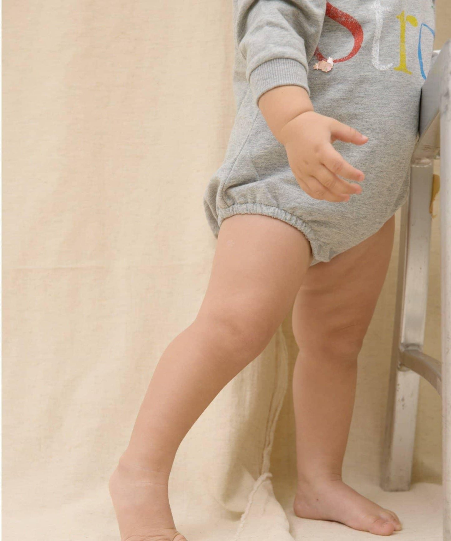 KIDS 做舊色LOGO輕薄裡毛連體衣