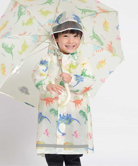 蠟筆手繪恐龍圖案兒童雨衣