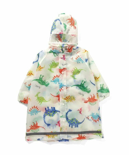 蠟筆手繪恐龍圖案兒童雨衣