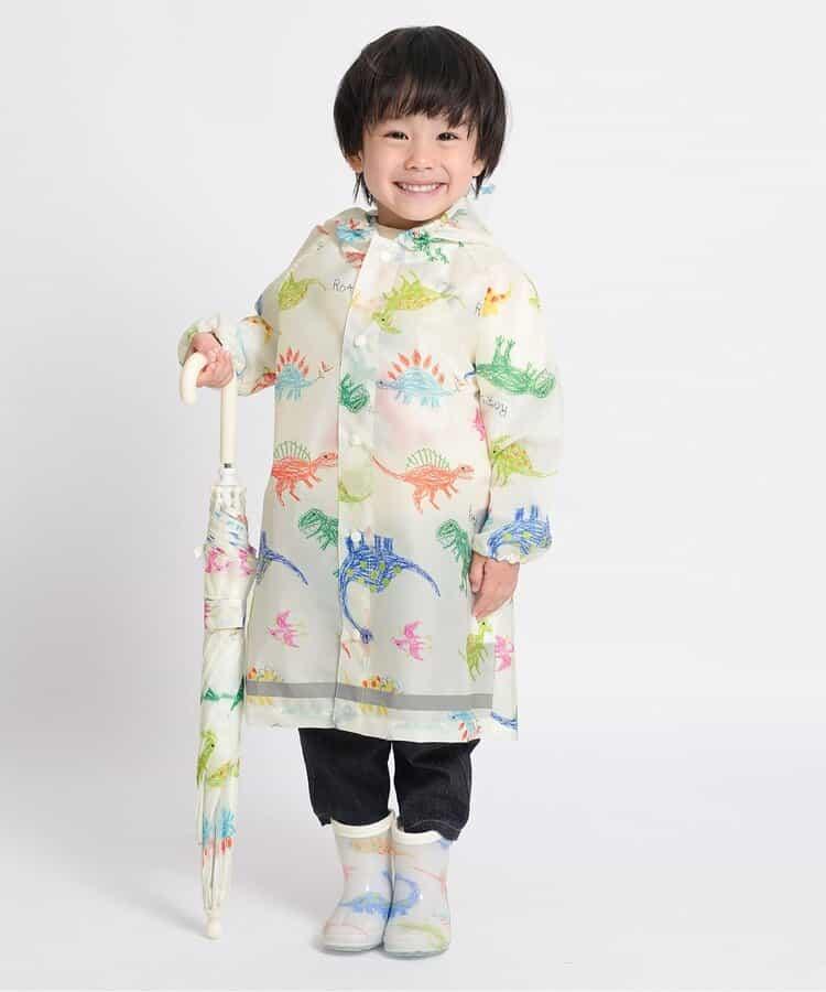 蠟筆手繪恐龍圖案兒童雨衣