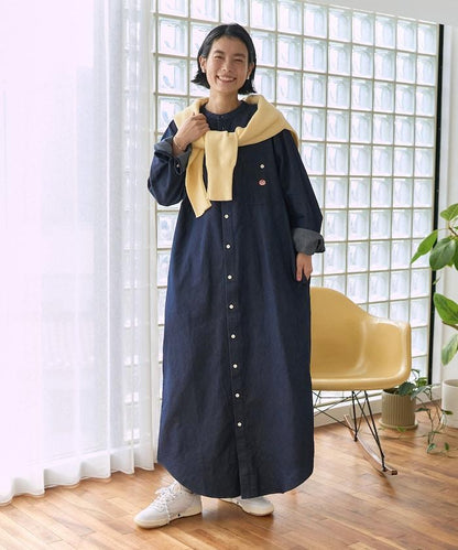 Tencel denim 無領 襯衫連衣裙