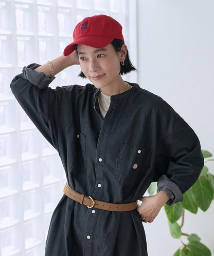 Tencel denim 無領 襯衫連衣裙